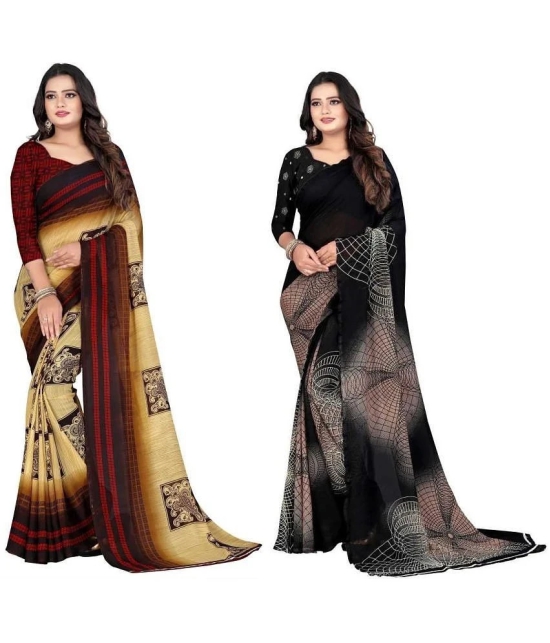 LEELAVATI - Multicolor Georgette Saree With Blouse Piece ( Pack of 2 ) - Multicolor