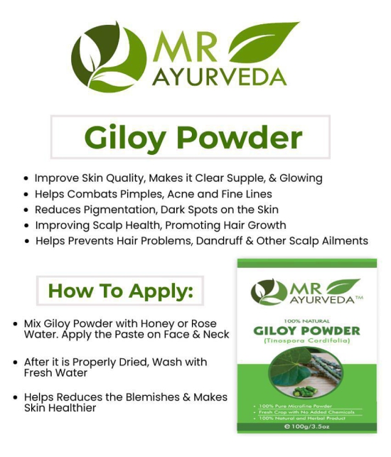 MR Ayurveda Organic Giloy Powder Hair Scalp Treatment 300 g Pack of 3