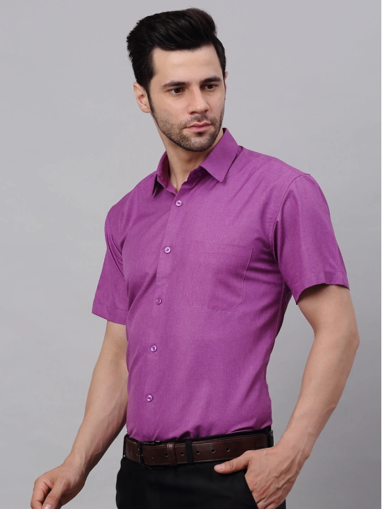 Mens Cotton Solid Half Sleeves Formal Shirt-S / Purple