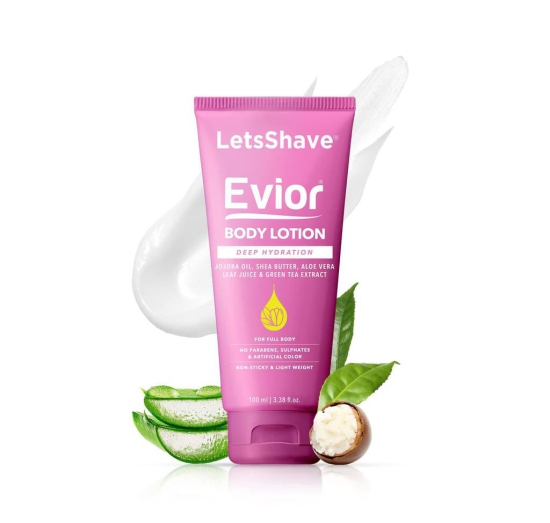 Letsshave Evior Body Lotion for Women | Deep Moisture Nourishing Lotion for Dry Skin |Natural Ingredients, Sulphate and Paraben Free Mosturizer for Face & Body, 100ml