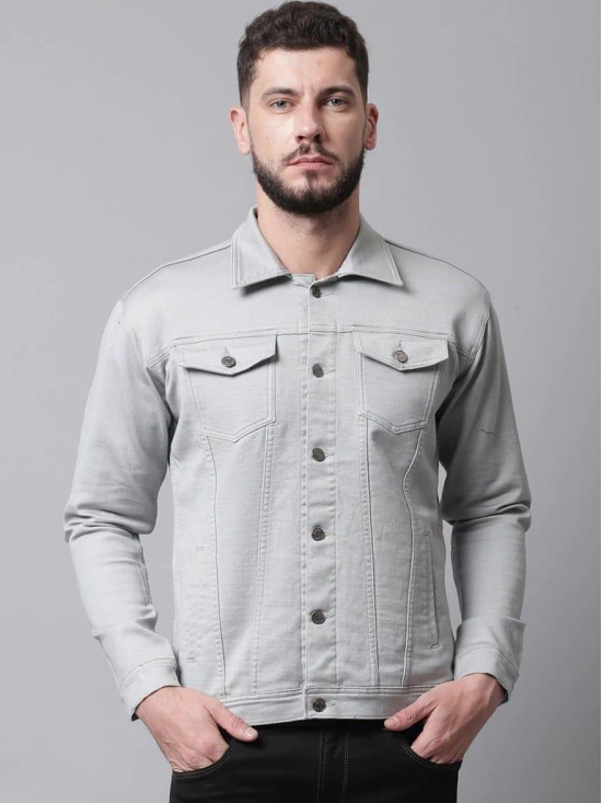 Rodamo Men Grey Denim Cotton Jacket with Patchwork