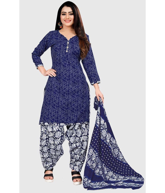 Rajnandini - Unstitched Blue Cotton Dress Material ( Pack of 1 ) - Blue