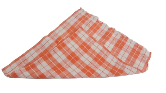 Orange, Green and White Checkered Dish Towel set of 3