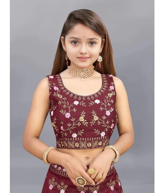 Apnisha Maroon Silk Girls Lehenga Choli Set ( Pack of 1 ) - None