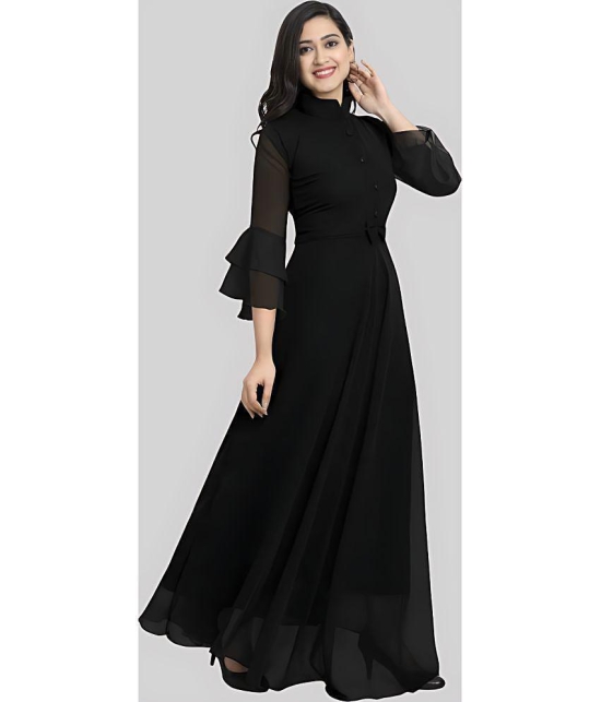 JASH CREATION - Black Georgette Womens Gown ( Pack of 1 ) - None