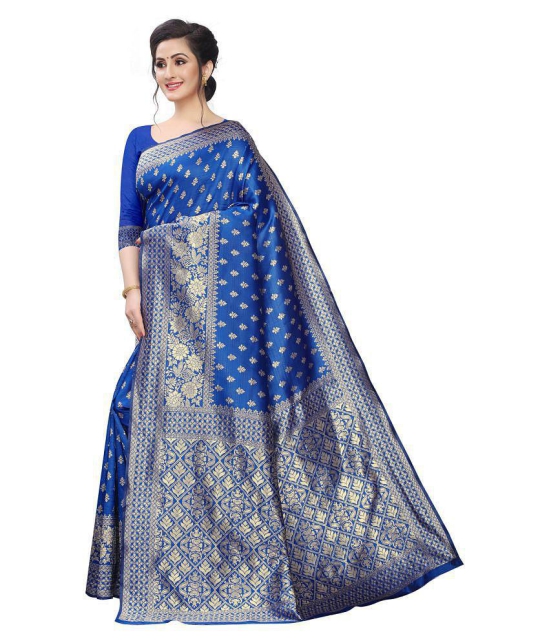 ofline selection Blue Jacquard Saree