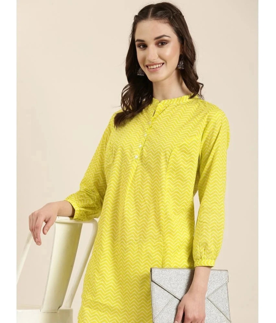 Showoff Cotton Blend Solid A-Line Womens Kurti - Lime Green ( Pack of 1 ) - None