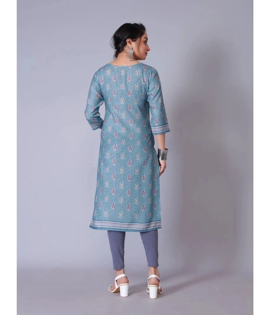 RIAANA Cotton Blend Printed Straight Womens Kurti - Blue ( Pack of 1 ) - None