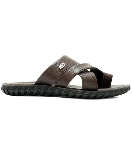 ASIAN Brown Mens Leather Slipper - None