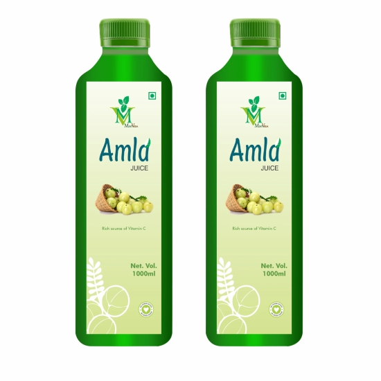 Mint Veda 100% Natural and Herbal Wild Amla Juice 1L | Juice for Health Hair and Skin | Vitamin C | Paraben free | High Fiber For Better Digestion, Immunity Pack of 2