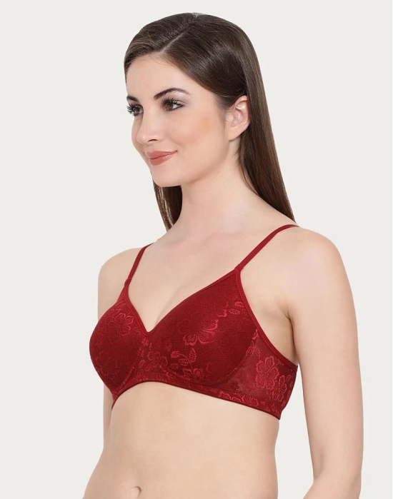 Clovia Lace T-Shirt Bra - Maroon - 34B