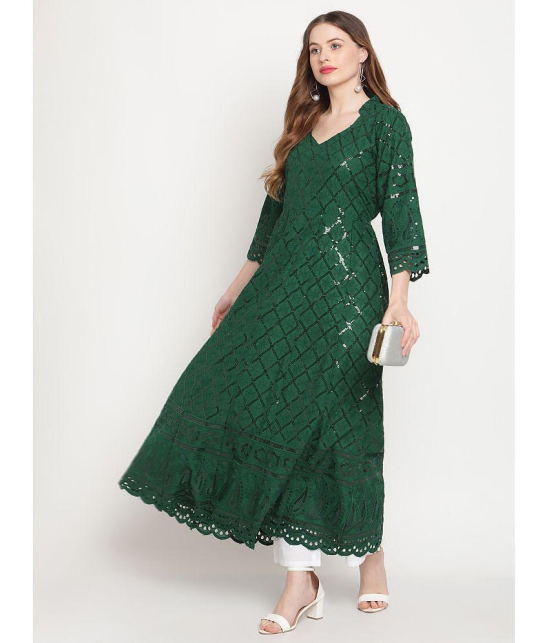 Queenley - Green Cotton Women's Flared Kurti - None