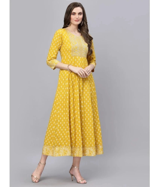 Stylum - Mustard Rayon Womens Flared Kurti ( Pack of 1 ) - None