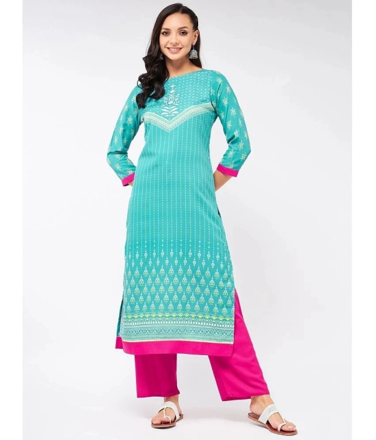 Pannkh - Blue Rayon Flex Womens Straight Kurti ( Pack of 1 ) - None