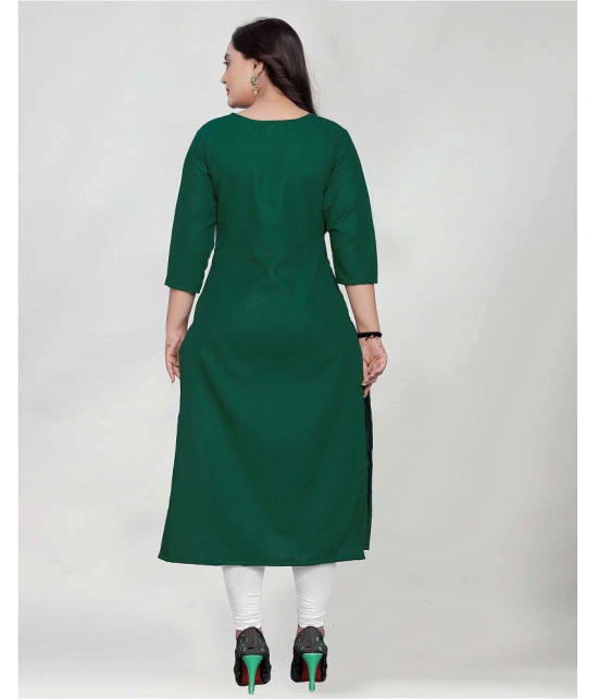 BROTHERS DEAL - Green Cotton Blend Women's Straight Kurti ( Pack of 1 ) - None