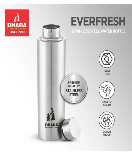 Dhara Stainless Steel Silver Stainless Steel Fridge Water Bottle 1000 mL ( Set of 4 ) - Silver