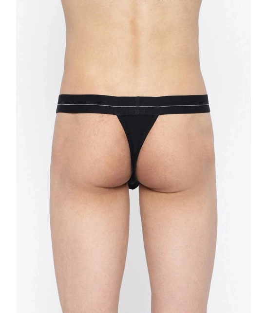 La Intimo Pack of 3 Cotton Mens Thongs ( Black ) - None