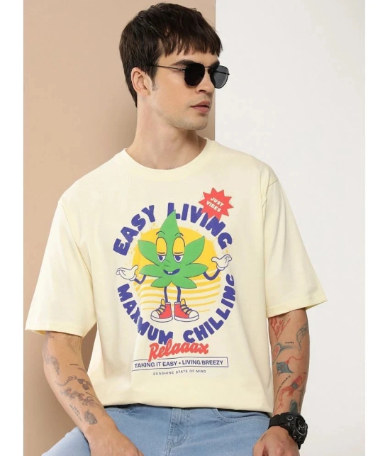 Difference of Opinion Cotton Oversized Fit Printed Half Sleeves Mens T-Shirt - Off White ( Pack of 1 ) - None