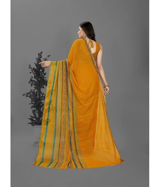 ANAND SAREES - Yellow Georgette Saree With Blouse Piece ( Pack of 1 ) - Yellow