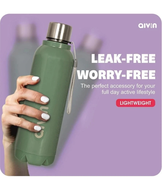 Aivin Crystal Green Steel Water Bottle 750 mL ( Set of 1 ) - Green