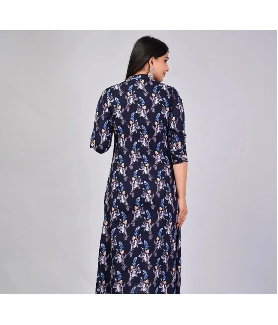 MAUKA Rayon Printed Straight Womens Kurti - Blue ( Pack of 1 ) - None