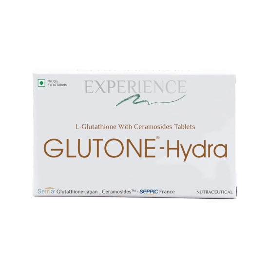 Glutone-Hydra | Setria Glutathione with Ceramosides Tablets for Dry Skin | For Glowing Hydrated Skin | Pack of 30 Tablets