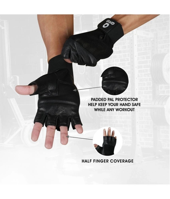 Aivin Compact Unisex Leather Gym Gloves For Professional Fitness Training and Workout With Half-Finger Length - One Size