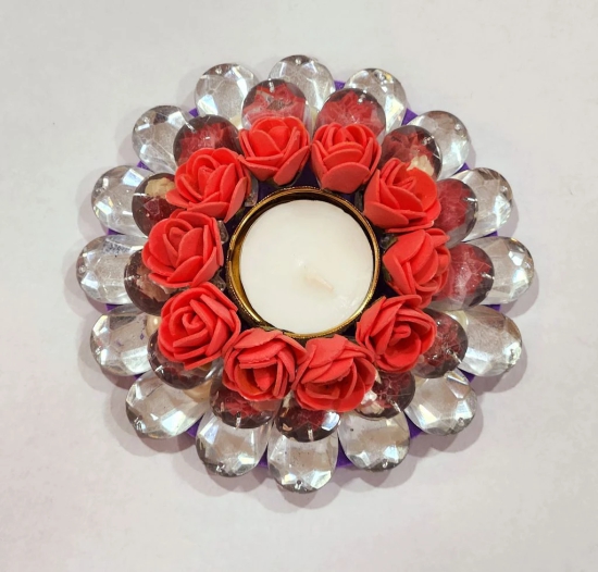 Red Flower Floating Candle Holder