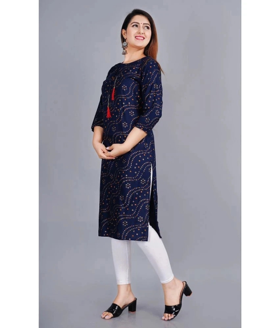 Smien - Blue Rayon Womens Straight Kurti ( Pack of 1 ) - None