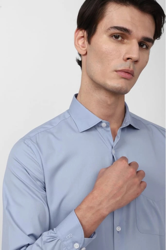 Men Blue Slim Fit Formal Full Sleeves Formal Shirt