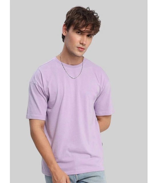 PPTHEFASHIONHUB Cotton Blend Oversized Fit Solid Half Sleeves Mens T-Shirt - Lavender ( Pack of 1 ) - None