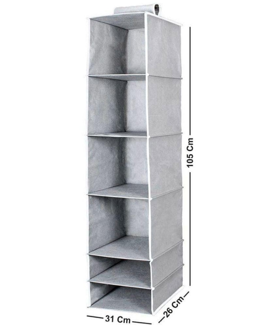 HOMETALES Non-Woven 6 Shelf, Cloth Hanging Organizer,Grey (1U)