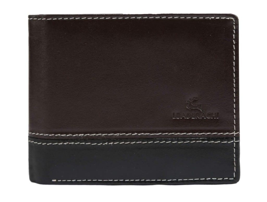 Leaderachi Genuine Leather RFID Protected Premium Oliver Black & Brown Wallet for Men(W618-BRNEW)