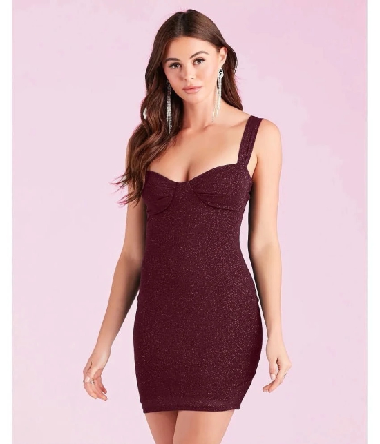 Addyvero Polyester Embellished Mini Womens Bodycon Dress - Maroon ( Pack of 1 ) - None