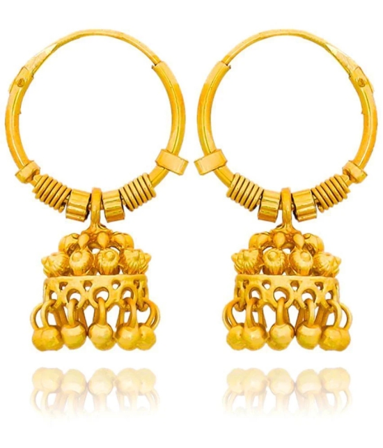 LUV FASHION Golden Hoops Earrings ( Pack of 1 ) - Golden