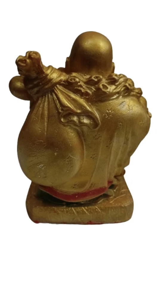 Nandi Gold Un-Breakable Laughing Buddha Statue for Home Decor