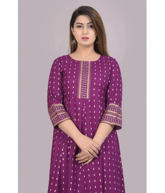 Smien - Purple Rayon Womens Flared Kurti ( Pack of 1 ) - None