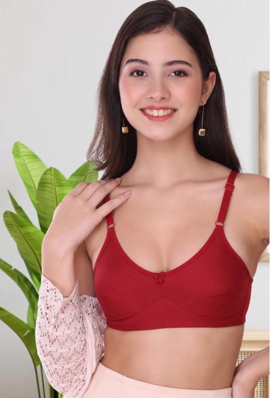 SONA Womens H-07 Full Coverage Non Padded Cotton Bra-40 / C / MAROON