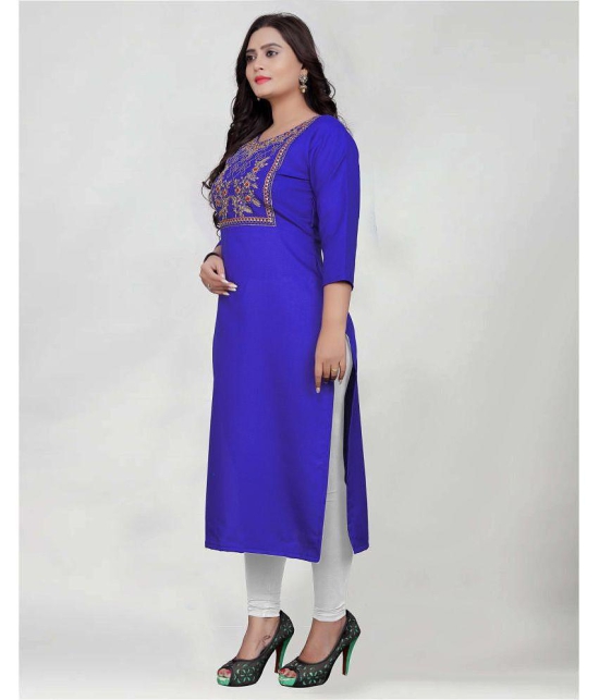 BROTHERS DEAL - Blue Cotton Blend Women's Straight Kurti ( Pack of 1 ) - None