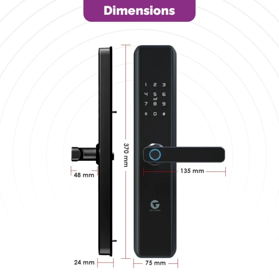 Smart Door lock with 6- in - One Unlocking Features, Fingerprint Smart Doorlock, Multi-User Support | Free Installation Pan India-Black