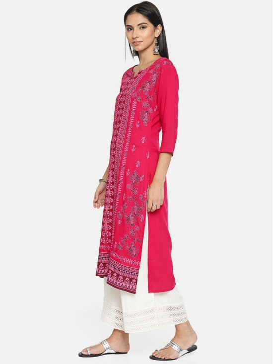 Alena - Pink Rayon Women's Straight Kurti - S