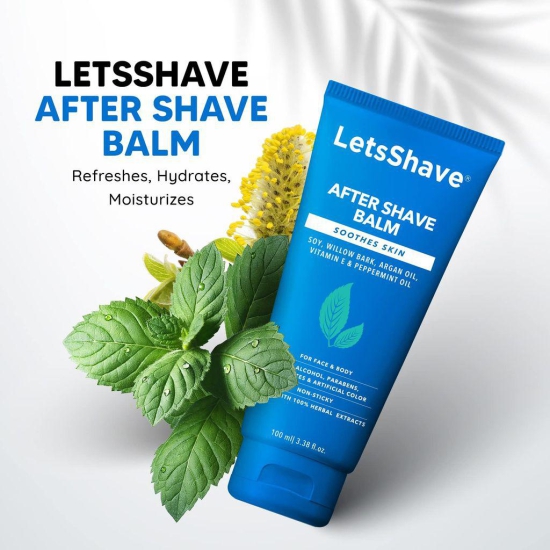 Letsshave After Shave Balm For Men & Women With Soyabean Seed, Willow Bark Extract, Argan Oil Paraben & Sulphate Free Cooling Refreshing After Shave Lotion For Men 100 ML