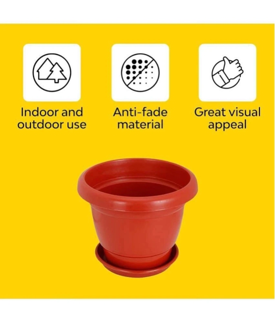 10Club Red Plastic Flower Pot ( Pack of 5 ) - Red