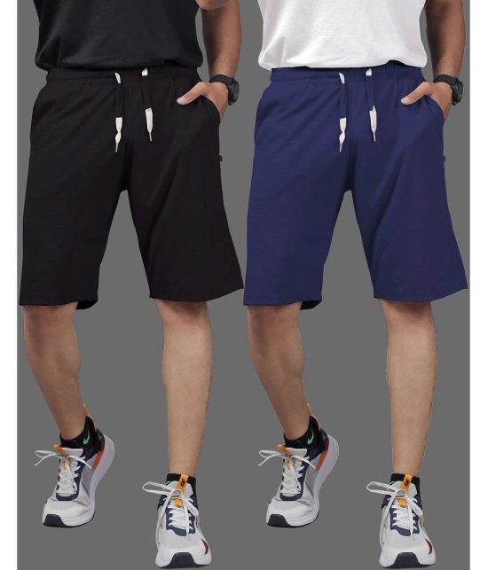 Septem Navy Blue Cotton Blend Mens Shorts ( Pack of 2 ) - None