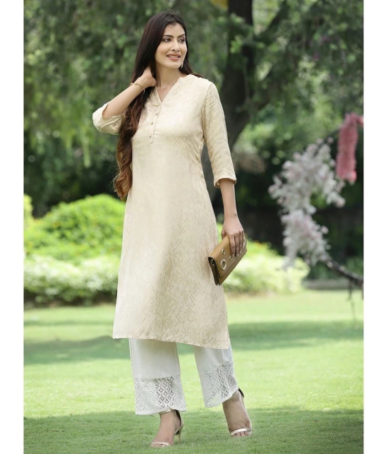 Juniper - Off White Rayon Flex Womens Straight Kurti ( Pack of 1 ) - None