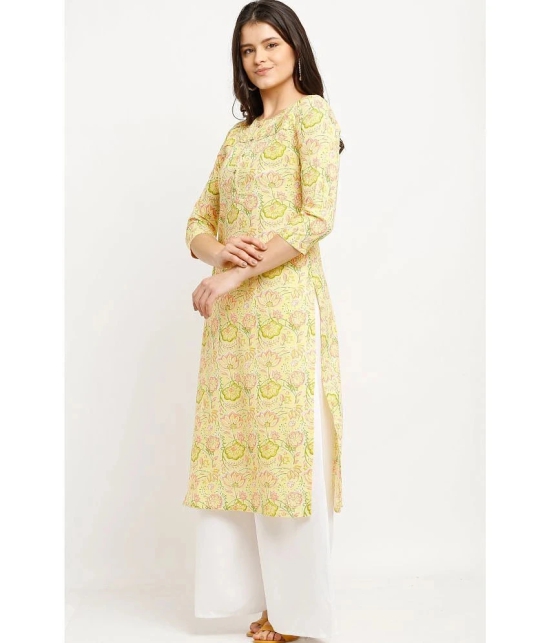 Rajnandini - Yellow 100% Cotton Womens A-line Kurti ( Pack of 1 ) - None