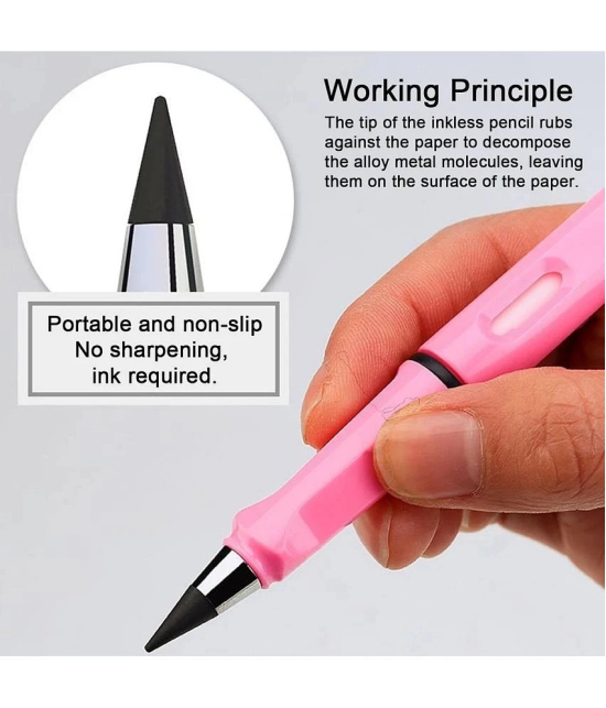 Pack Of 2 Everlasting Pencil Infinite Pencil, Infinity Pencil With Eraser,Inkless Magic Pencils,Portable Reusable Erasable Writing Pencil