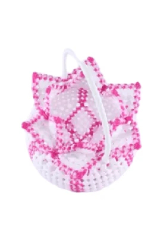 White and Pink Beaded Flower Basket