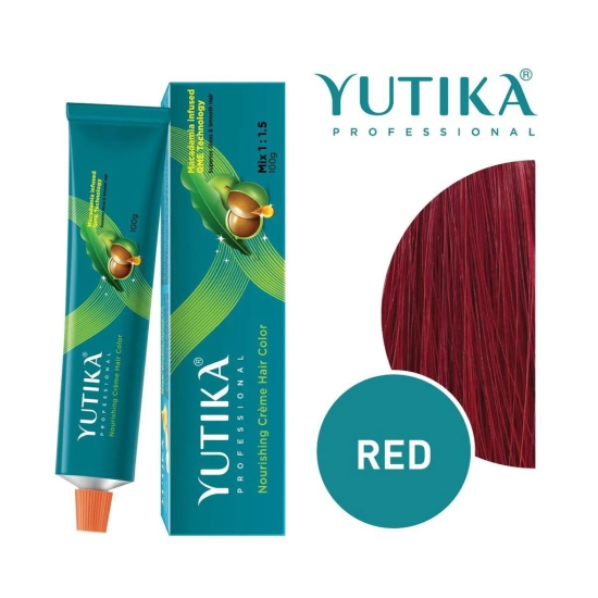 Yuthika Professional Creme Hair Color Red 100gm, Permanent Hair Colour for Women & Men, Professional Salon Hair Colour