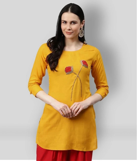 JC4U - Yellow Rayon Womens Straight Kurti ( Pack of 1 ) - L